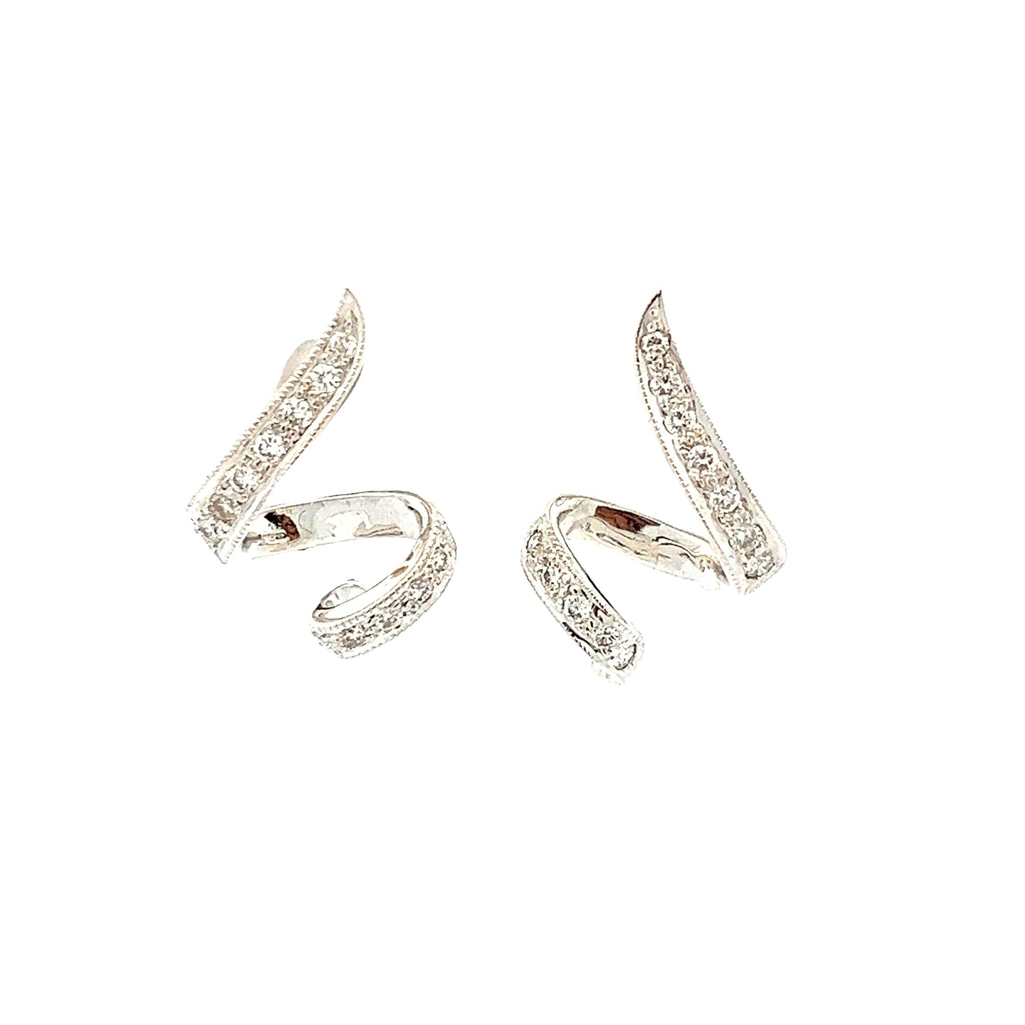 Load image into Gallery viewer, WHITE GOLD DIAMOND EARRINGS ( 18K ) ( 4.75g ) - P000806
