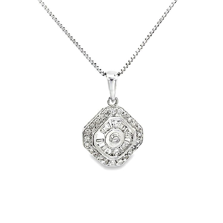 18K WHITE GOLD DIAMOND PENDANT - P000450