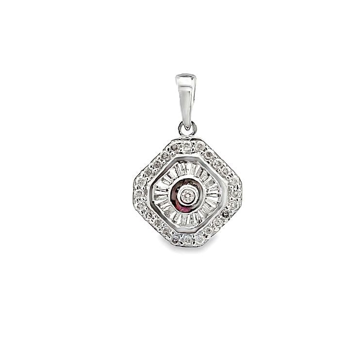 18K WHITE GOLD DIAMOND PENDANT - P000450