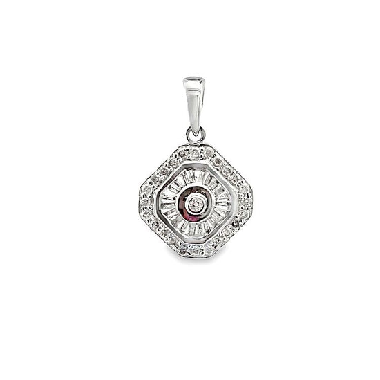 18K WHITE GOLD DIAMOND PENDANT - P000450