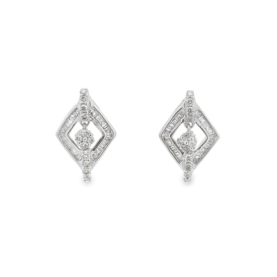 Load image into Gallery viewer, WHITE GOLD DIAMOND EARRINGS ( 18K ) - P000139
