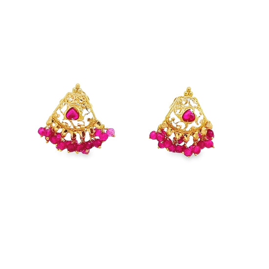 22K GOLD STONE EARRINGS - 0021818