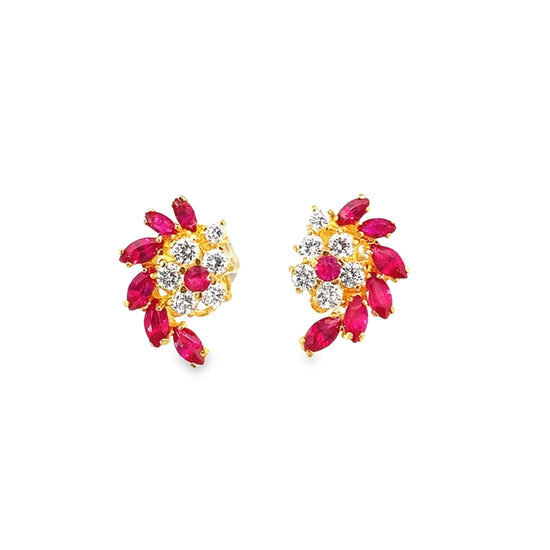 22K GOLD STONE EARRINGS - 0021822