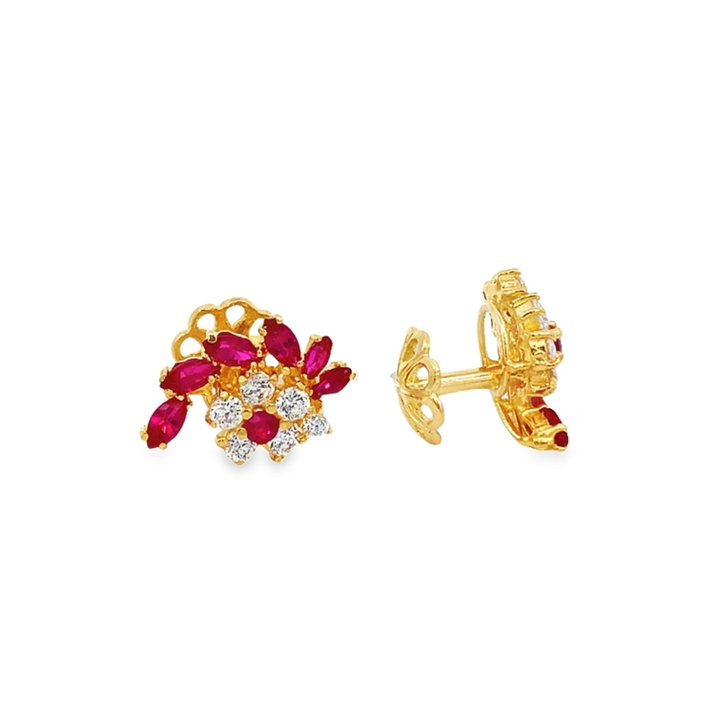 22K GOLD STONE EARRINGS - 0021822