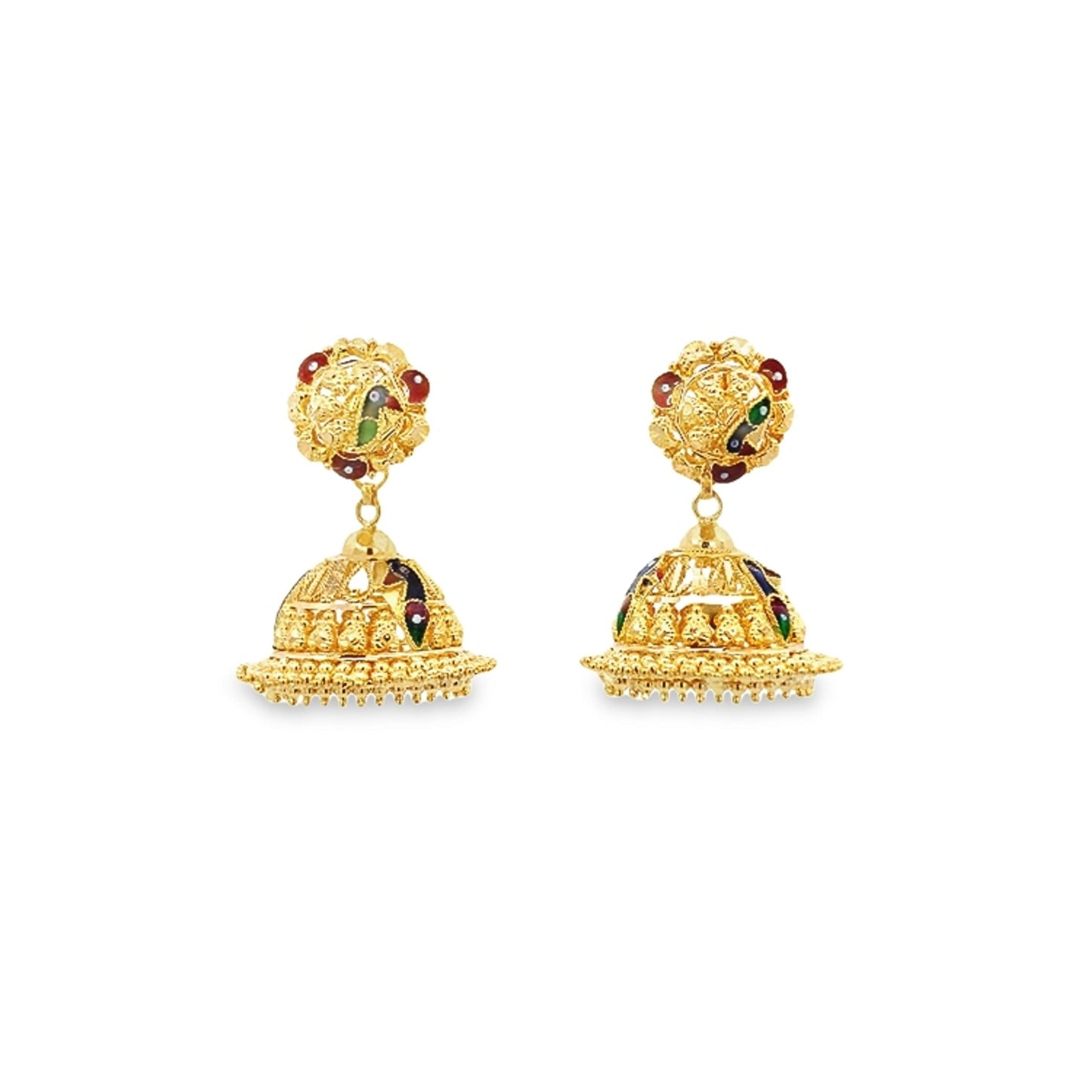 22K GOLD STONE EARRINGS - 0021823