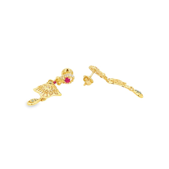 22K GOLD STONE EARRINGS - 0021840