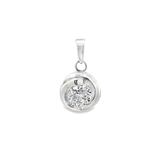 18K WHITE GOLD STONE PENDANT - 0024349