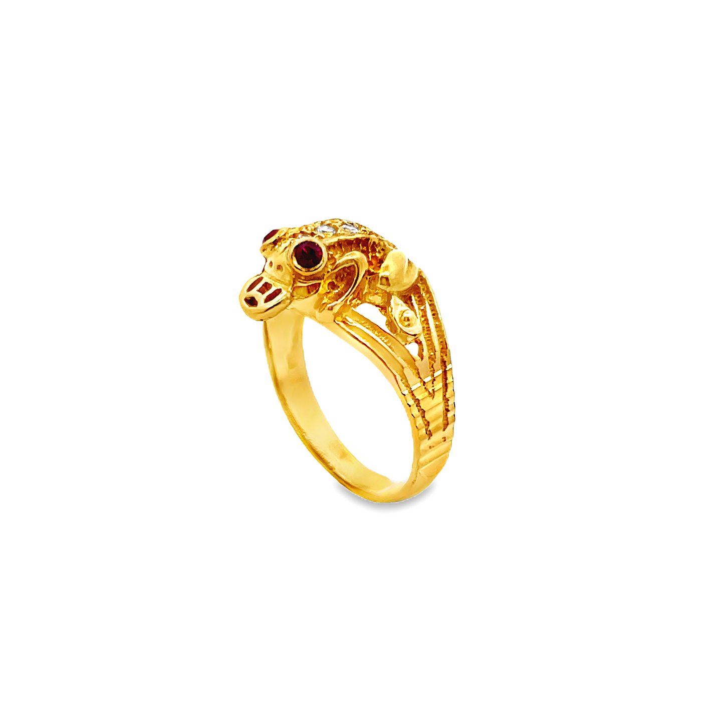 22K GOLD STONE RING - 0025080