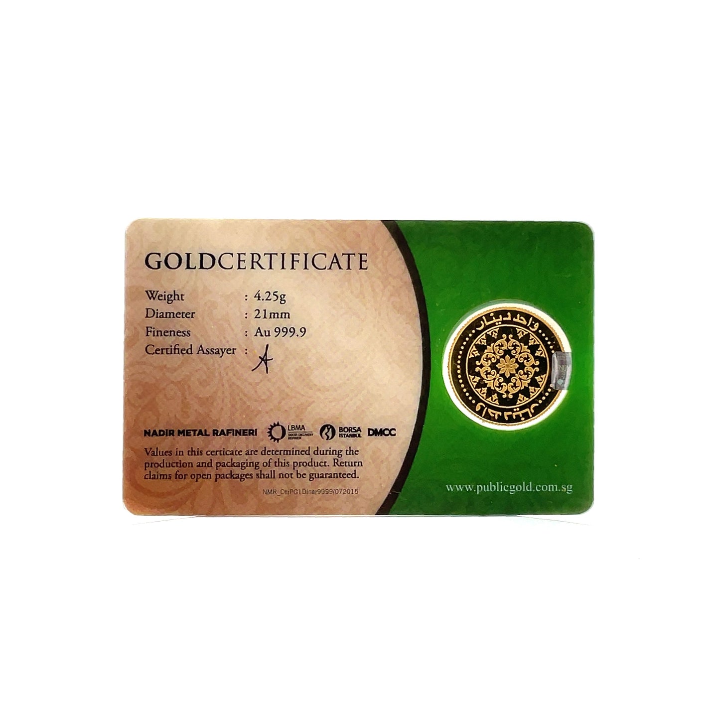 24K WAFER GOLD COIN - 0025165