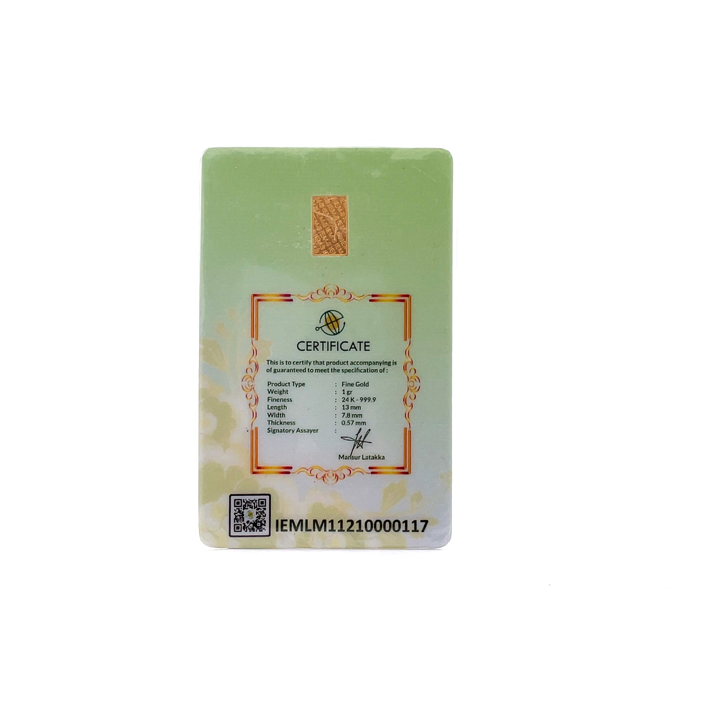 24K WAFER GOLD BAR - 0025167