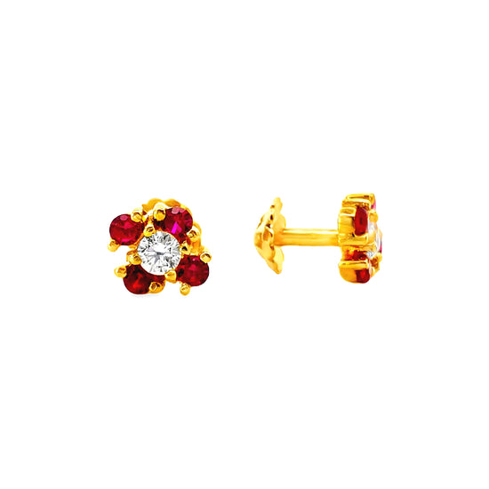22K GOLD STONE EARRINGS - 0025971